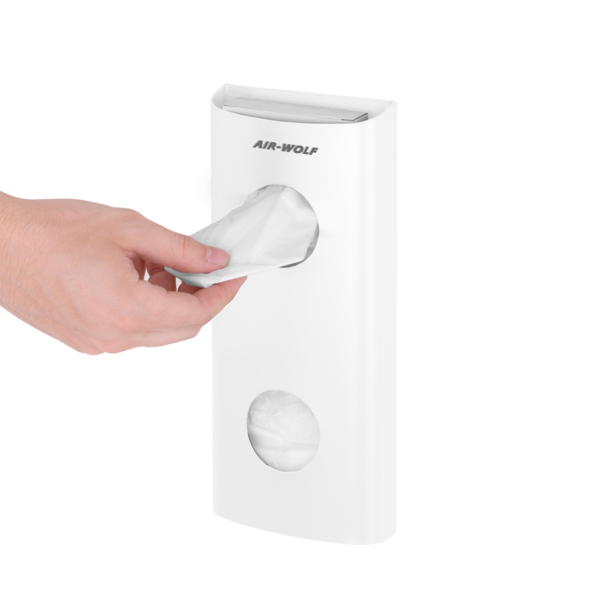 AIR-WOLF | Distributeur de sachets hygiéniques pour jusqu’à 25 sachets - Inox blanc