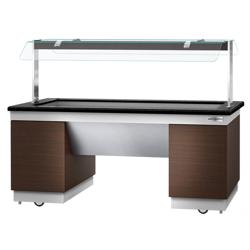 Buffet warmhoud DUBLIN - 2000mm - met bain-marie & zwenkwielen - voor 5x GN 1/1