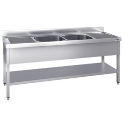 Mesa com pia de lavagem com base 2,0 m - 2 Pias ao centro C 40 x L 40 x P 25 cm