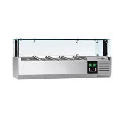 Sushikyl PREMIUM med LED-belysning - 1200x395 mm - 3x GN 1/3 + 1x GN 1/2 - med glasmonter