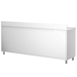 Tavolo armadiato in acciaio inox PREMIUM - 2000x800mm - con porta scorrevole e alzatina