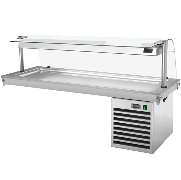 Bandeja enfriadora emportable - 2,1m - +2 ~ +8 °C - 6x GN 1/1 - con protección de vidrio