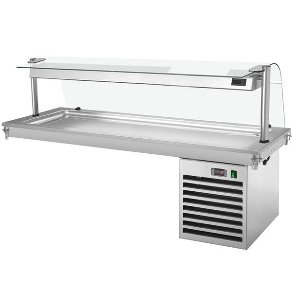 Drop-In Cold Plate - 2100mm - +2 to +8°C - 6x GN 1/1 - 700W - with glass sneeze guard