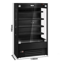 Duvar Tipi Soğuk Self Servis Teşhir Dolabı - 1100mm - Menteşeli kapı & 4 Raf - Siyah