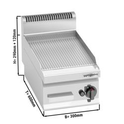 Gasbakplaat - 4kW - Geribbeld - Bakoppervlak: 296x430mm