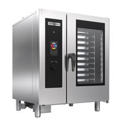 Elektryczny-Piec konwekcyjno-parowy - dotykowy - 10x GN 1/1 - z systemem mycia - w zestawie: Bojler & Stojak wewnętrzny