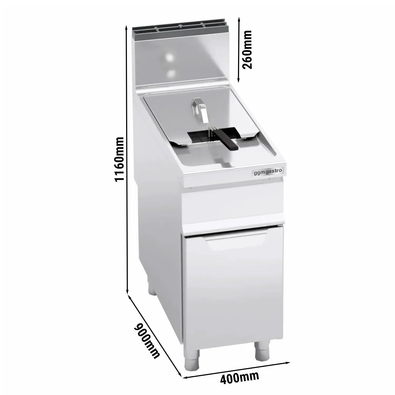 Frytownica gazowa jednokomorowa stacjonarna na szafce - 20L - 17,5kW - z kranem spustowym