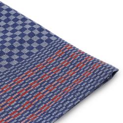 (10 stuks) Vaatdoek van halflinnen - 50x100cm - blauw geruit met rode lengtestrepen