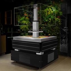 Balcão de buffet frio DUBLIN - 1700mm - com tanque frio, proteção higiénica em vidro reto; com rodízios - para 4x GN 1/1 - Preto