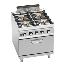 Gasherd - 28 kW - 4 Brenner - inkl. Gasbackofen Statisch - 7,8 kW