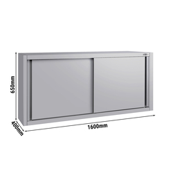 Roestvrijstalen wandkast ECO - 1600x400mm - met schuifdeur - 650mm hoog