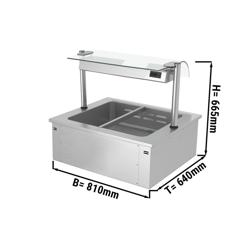 Bain-marie encastrable - 0,8 m - 2x GN 1/1 - avec pare-haleine en verre