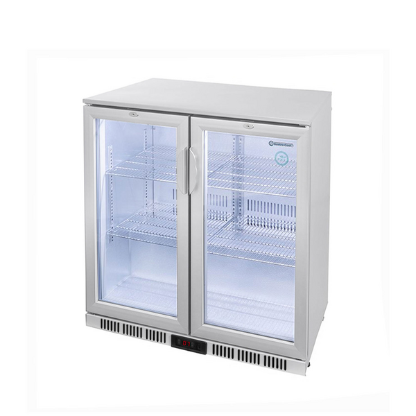 GASTRO-COOL | Frigorífico de bar - 900mm - 200 litros - com 2 portas de vidro - prateado