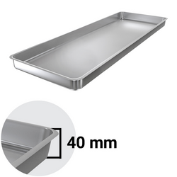 Edelstahl Ausstell-/Auslageblech - mit Rand - 750x250x40mm