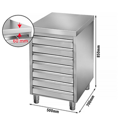 Drawer cabinet PREMIUM with 7 drawers for pizza dough balls - 500x700mm