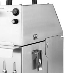 Filtru ulei pentru friteuză - 80 l/min | 100 W | 220-240 V | 160x260x485 mm - oțel inoxidabil | sub 50 dB | max. 180 °C - cu tavă de scurgere și transport, șină de fixare