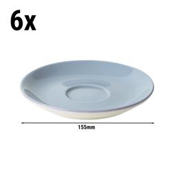 (6 db) BART COLOUR CAFE - Cappuccino csészealj - Ø 15,5 cm - porcelán - Hellblau