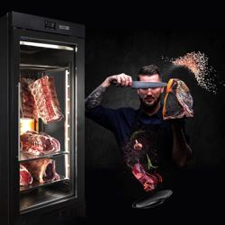 Armadio per la frollatura a secco della carne - 590 mm - con 1 porta in vetro - nero