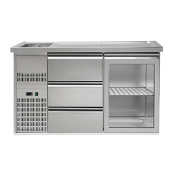 Pivski štand Premium PLUS - 1550x700 mm - 1 staklena vrata & 3 ladice 