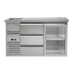 Botellero de barra refrigerado PREMIUM PLUS - 1550x700mm - 1 puerta de cristal & 3 cajones