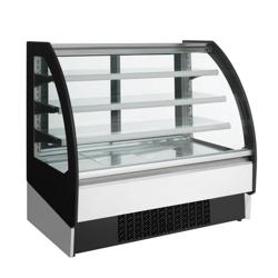Commercial multideck display fridge - 1250mm - 365L - with 2 sliding glass doors & 3 shelves - rear sliding doors - incl. night blind - Black/White
