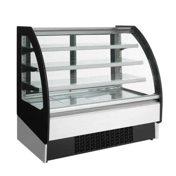 Murale Refrigerato Professionale - 938mm - 274l - +4°/+8°C - con 2 porte a battente in vetrocamera & 3 ripiani - tenda notte - porte scorrevoli posteriori - Nero/Bianco