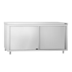 Table armoire en acier inoxydable PREMIUM - 1800x600mm - avec portes coulissantes et passe-plats
