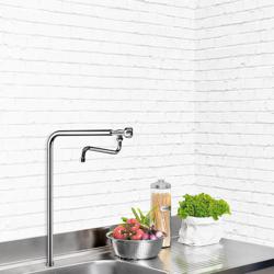 Single-lever mixer tap - swan-neck spout - with anti-drip device & swivel spout - spout 220mm
