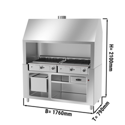 Gas grill 1,8 m Rustfrit Stål