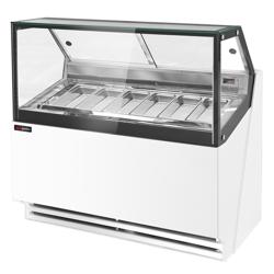 Fagylaltpult THEO - 1300 mm - Ventilációs - LED belső világítás, automatikus leolvasztás - 6 tégelyes (6×5 literes Napoli tégelyhez) - fehér