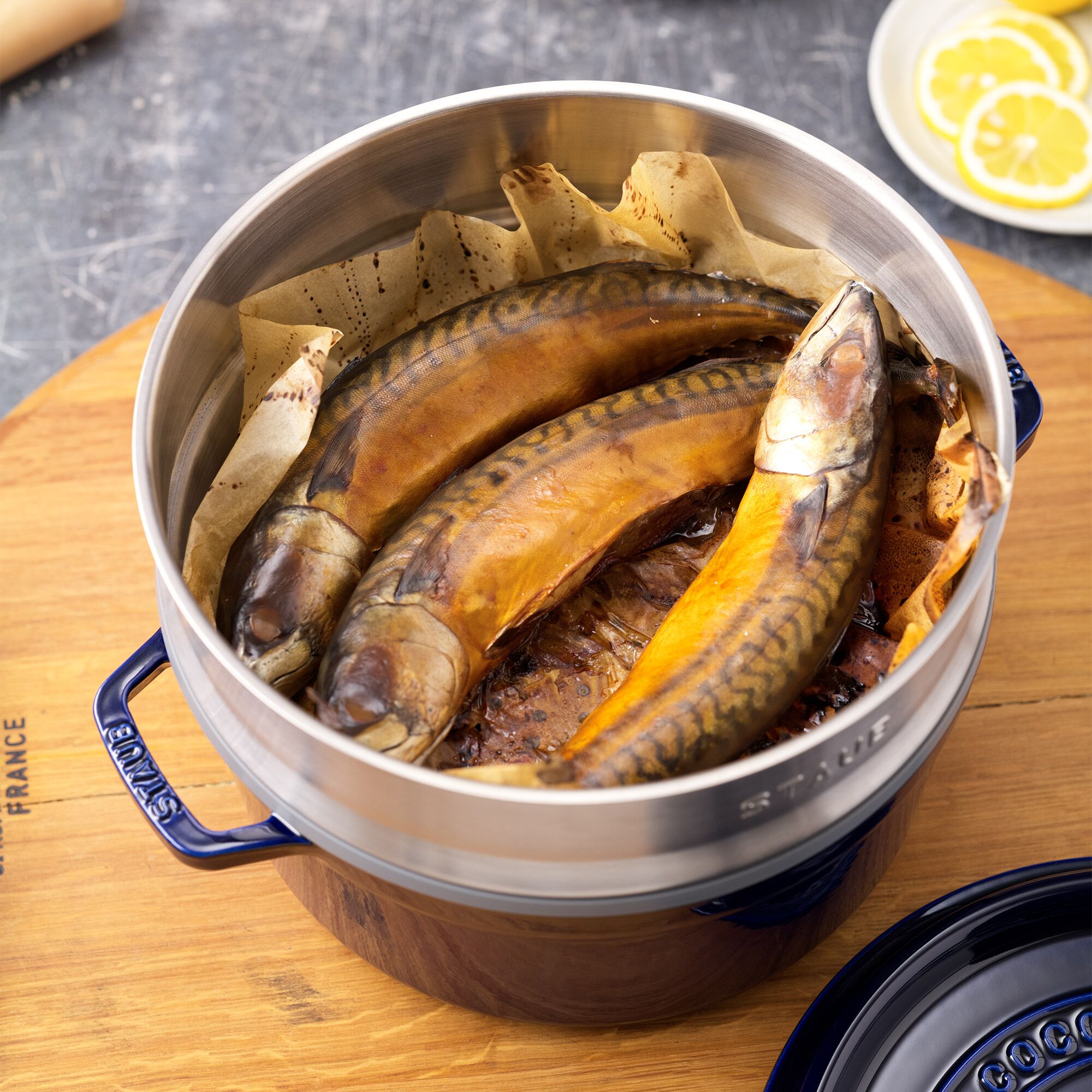 STAUB | LA COCOTTE - Cocotte avec insert vapeur - Ø 260mm - Fonte - Bleu foncé	