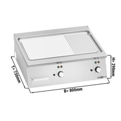 Elektrische bakplaat - 9,6kW - Glad/geribbeld - Bakoppervlak: 800x730mm