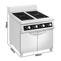 İndüksiyon Ocak - 20kW - 4 Gözlü - Dolaplı, 2 Kapı