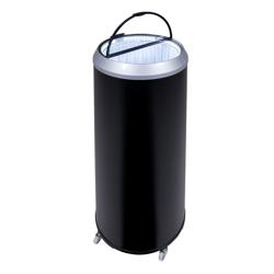 GASTRO-COOL | Raffreddatore per feste / Barile refrigerante - 71 Litri - Coperchio in vetro e Ruote - Nero