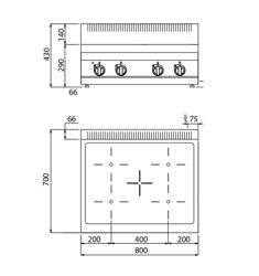 Four à infrarouges - 12,8 kW - 4 plaques de cuisson
