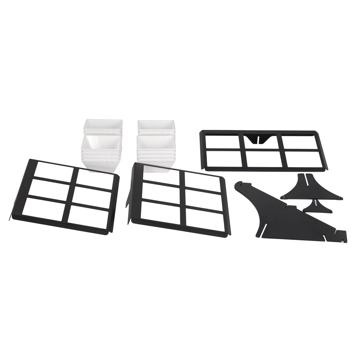 Présentoir buffet / étagère - Noir - incl. 18 bols en mélamine - rectangulaires