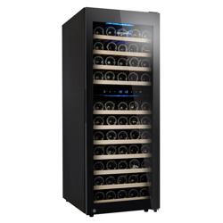 Cave à vin professionnelle - Cadre inox - 2 zones - 200L - max. 73 bouteilles