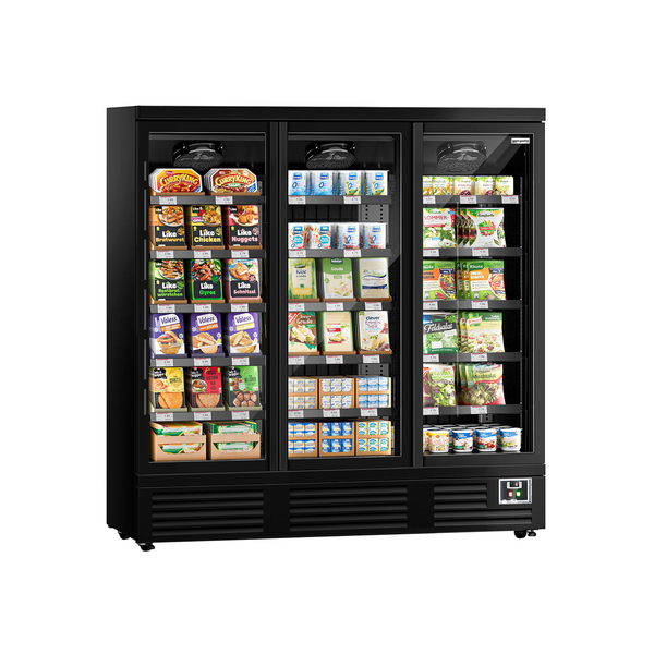 Armario refrigerador mural - 1890 mm - 1539 litros - con iluminación LED, puertas de cristal aislante y 5 estantes