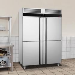 Dulap congelare inox profesional PREMIUM - GN 2/1 - 1400 l - -20/-10 °C - cu 4 jumătăți de ușă din sticlă