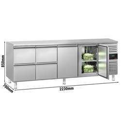 Kühltisch ECO - 2200x700mm - mit 2 Türen & 4 Schubladen