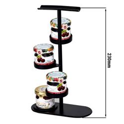 Büféállvány - fekete, porszórt rozsdamentes acél - 4 polccal - 140x60 mm - Magasság: 230 mm