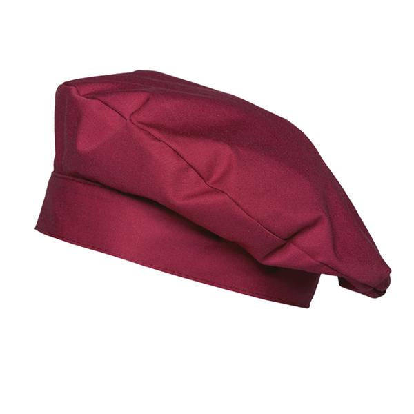 (5 pieces) KARLOWSKY | Luka Chef Beret Cap – Bordeaux - One Size - 100% Cotton - 95°C Wash