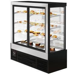 Vitrine de comptoir réfrigérée - 1850L - 1800mm - Double vitrage - avec 3 étagères - portes coulissantes vitrées arrière - Noir