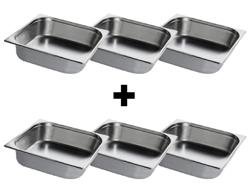 (6 pezzi) Contenitore GN 2/3 in acciaio inox - Altezza: 100 mm