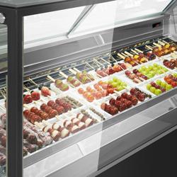 Vetrina Gelato THEO - 1771mm - Refrigerazione ventilata - con Illuminazione LED - per 9x Vasca da gelato da 5 Litri - Sbrinamento automatico - Nero