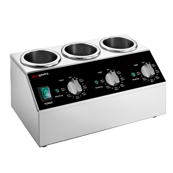Dispensador de salsa de acero inoxidable - para 3 botellas exprimibles - calentable