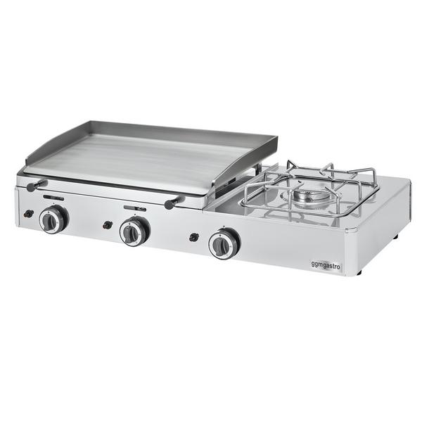 Plaque à griller à gaz avec fourneau à gaz – 8,7 kW – surface de cuisson : 583 × 395 mm