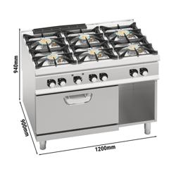 Gasfornuis - Paolo 900 - 1200x900x940mm - 48,7 kW - 6 pits - incl. elektrische heteluchtoven - 4,68 kW