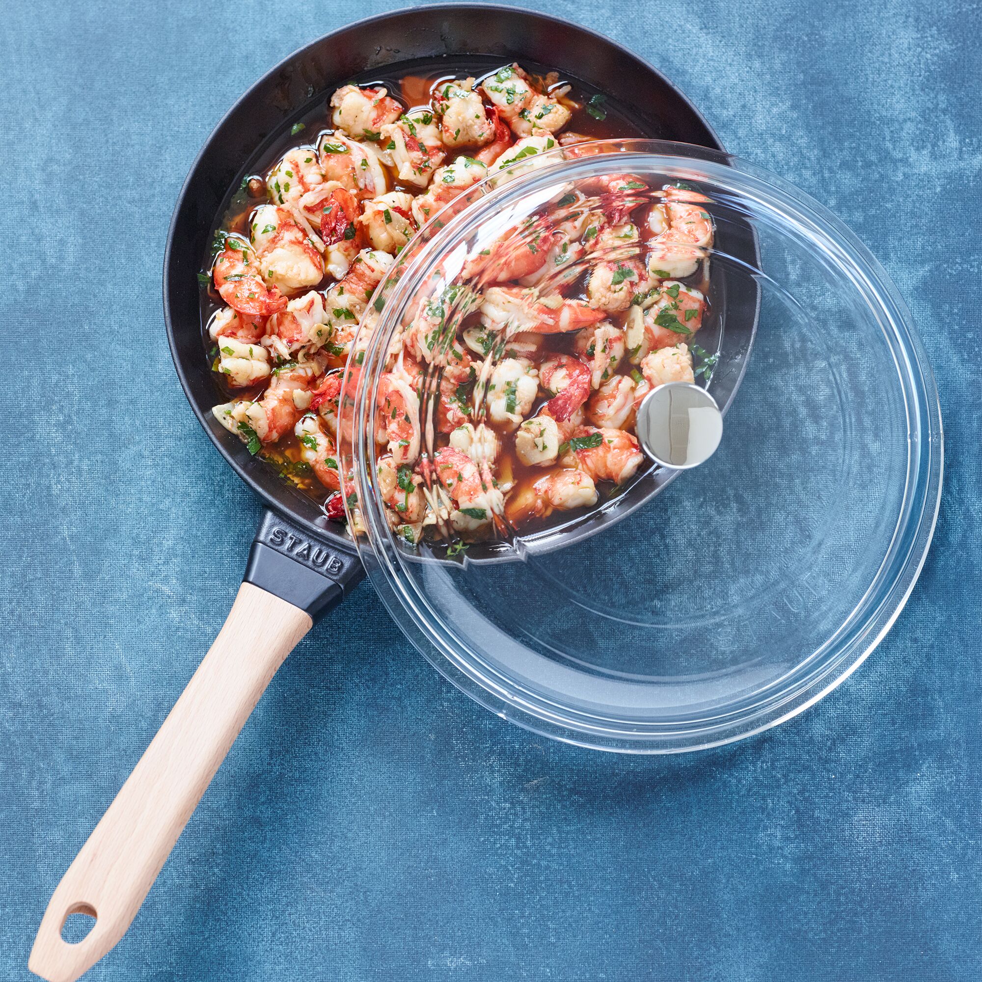 STAUB | PANS - Poêle avec manche en bois - Ø 240mm - Fonte - Noir