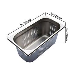 Paslanmaz Çelik Gastronorm Küvet GN 1/3 - delikli - Yükseklik:148mm